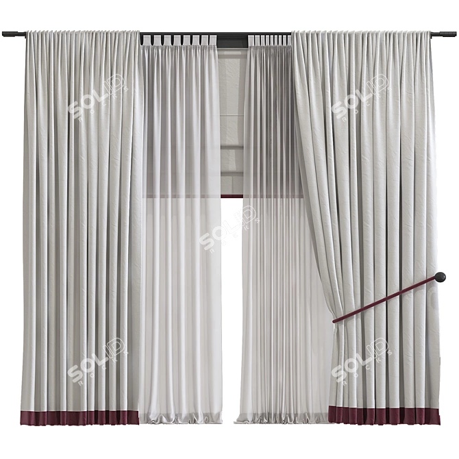 Refined Design Curtain Panel 3D model image 1