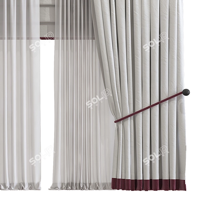 Refined Design Curtain Panel 3D model image 3