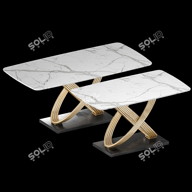 Designer Marble Table Lalume 3D model image 2