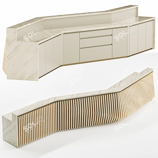 Modern Parametrical Bar Counter - Dual Color Options 3D model image 2