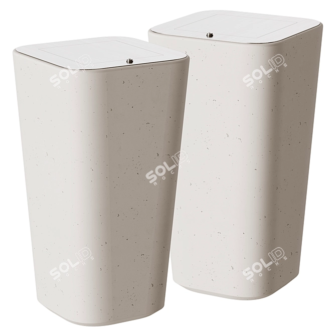 Urban Minimalist Concrete Trash Bin 3D model image 1