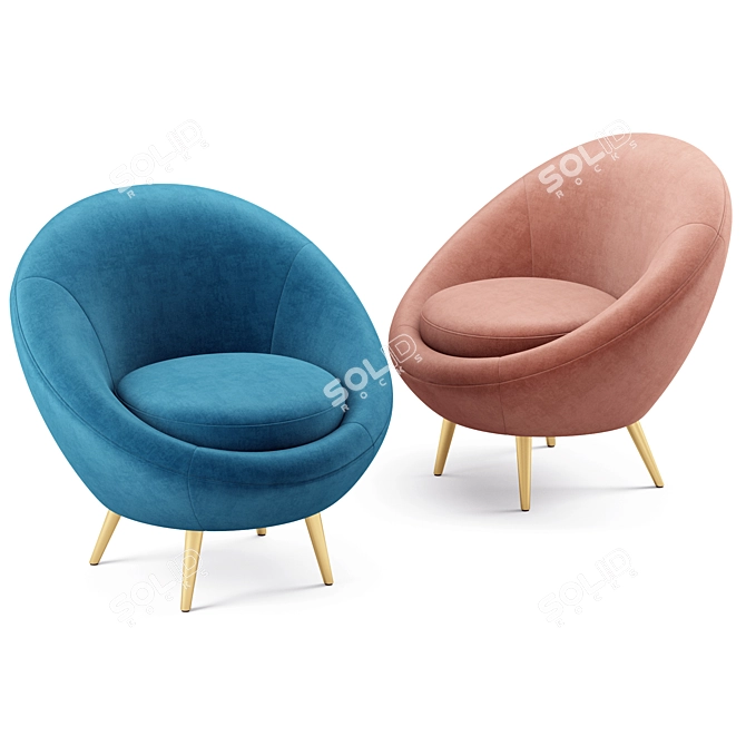 Modern Performance Velvet Accent Chair 3D model image 3