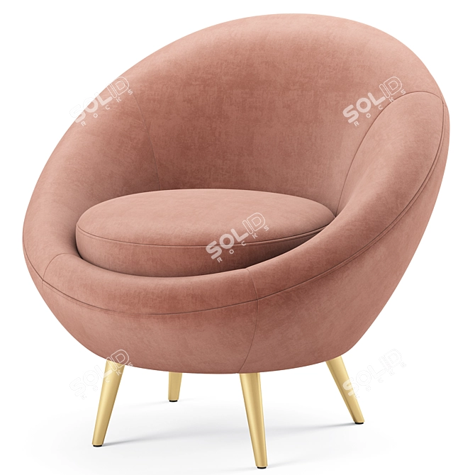Modern Performance Velvet Accent Chair 3D model image 4