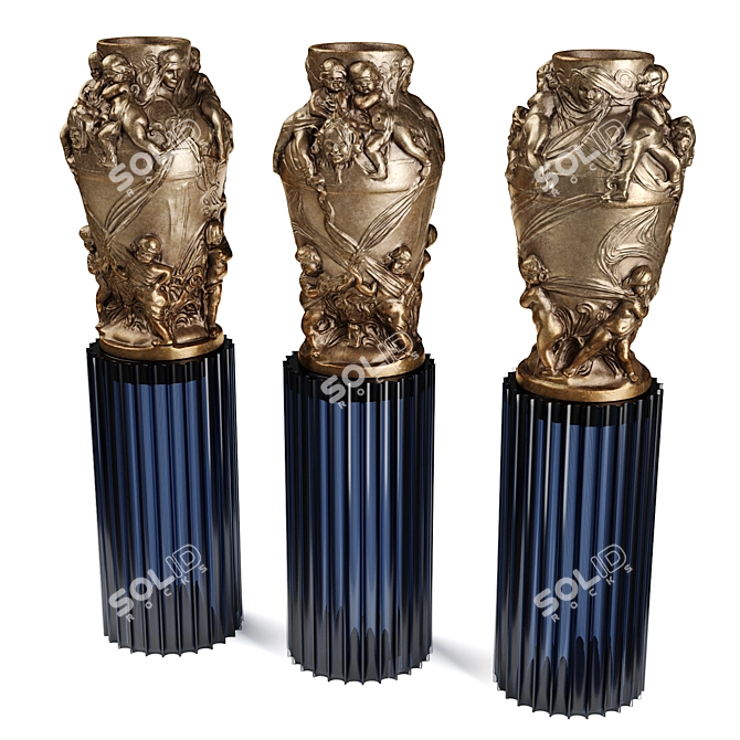 Metal Classic Relief Vase 3D model image 2