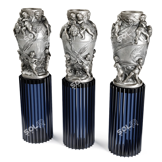 Metal Classic Relief Vase 3D model image 4