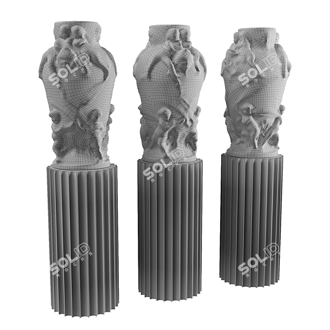 Metal Classic Relief Vase 3D model image 6