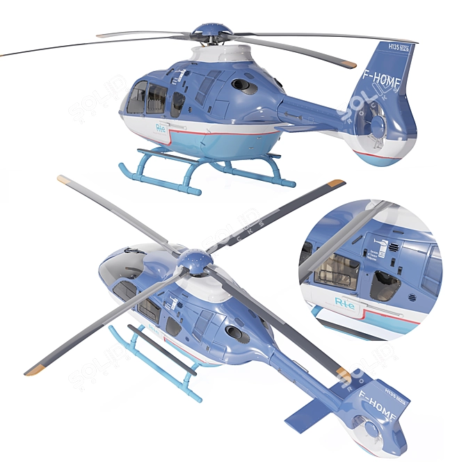 Airbus H135 Civil Helicopter Model 3D model image 2