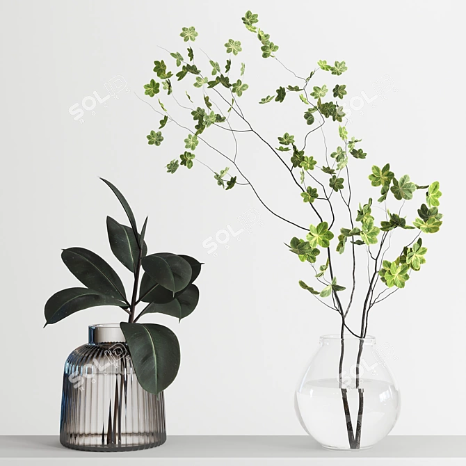 Botanical Glass Vase Collection 3D model image 2