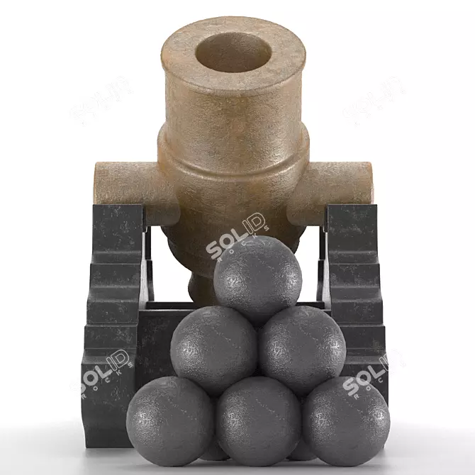 Bronze Medieval 2-Pound Mortar 3D model image 1