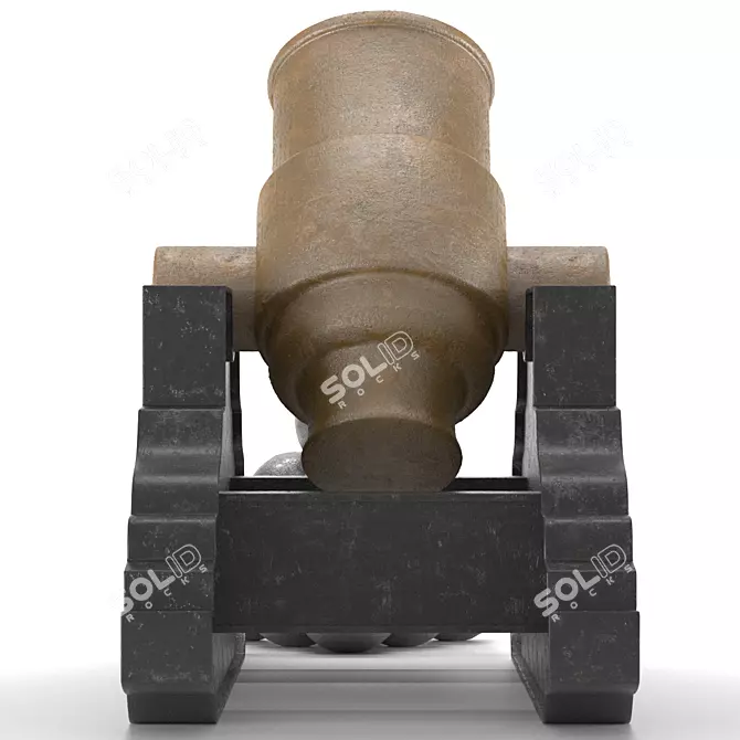 Bronze Medieval 2-Pound Mortar 3D model image 2