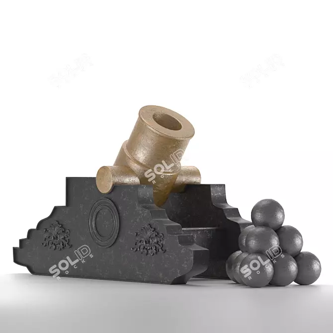 Bronze Medieval 2-Pound Mortar 3D model image 4