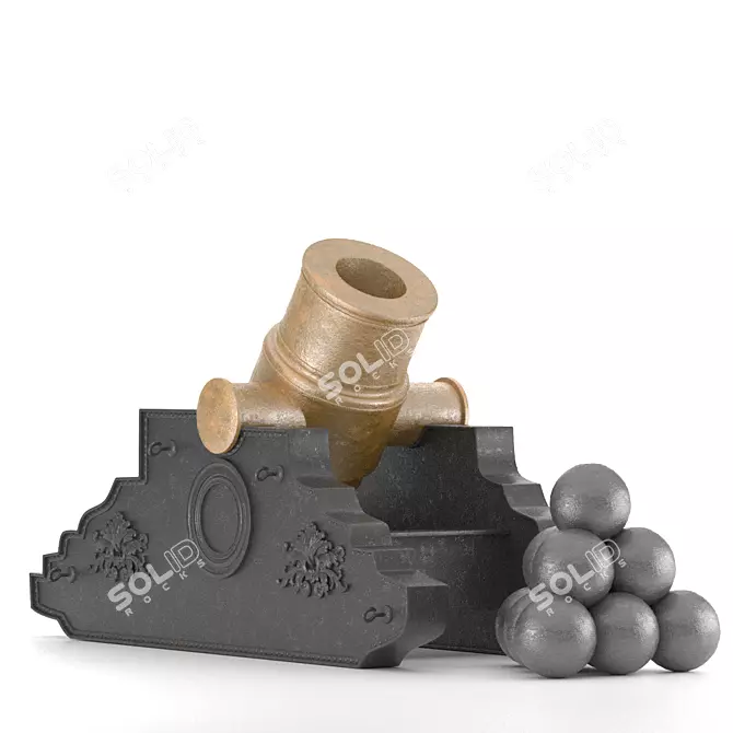 Bronze Medieval 2-Pound Mortar 3D model image 11