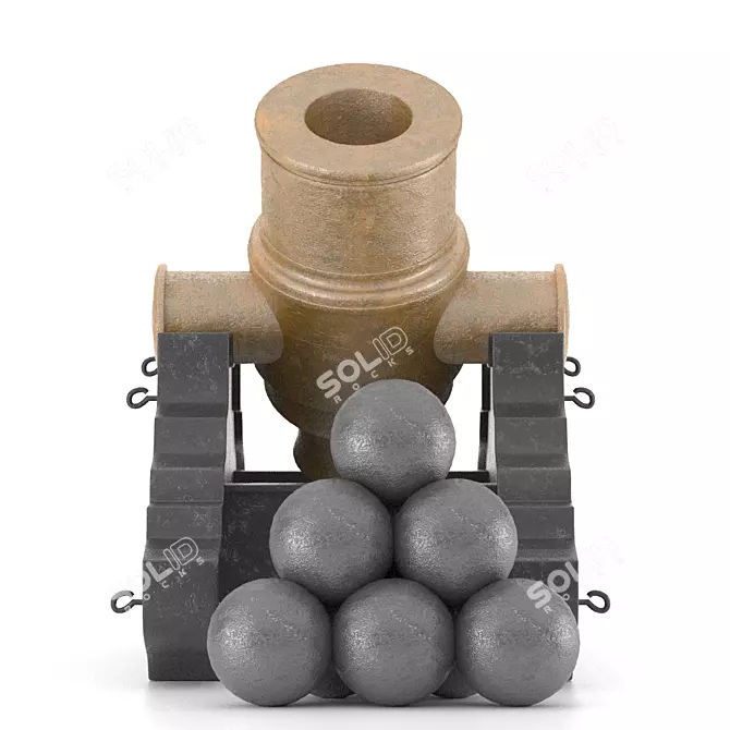 Bronze Medieval 2-Pound Mortar 3D model image 13