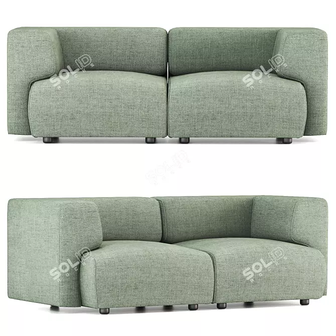 Compact Modern DUO MINI Sofa 3D model image 1