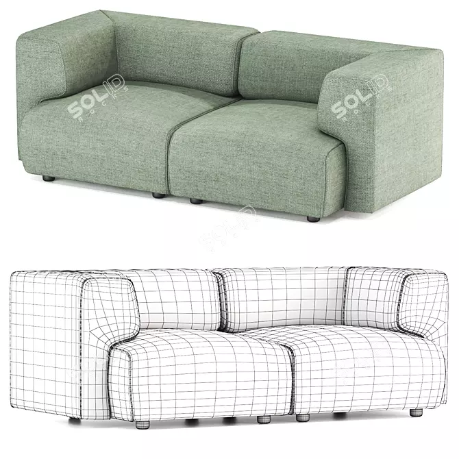 Compact Modern DUO MINI Sofa 3D model image 2