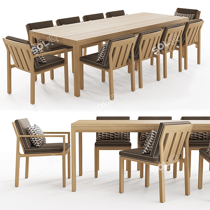RHODES Teak Dining Table 108 3D model image 1