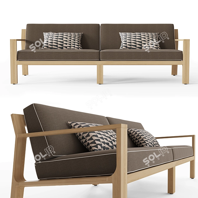 Rhodes Teak Sofa, Restoration Hardware 3D model image 2