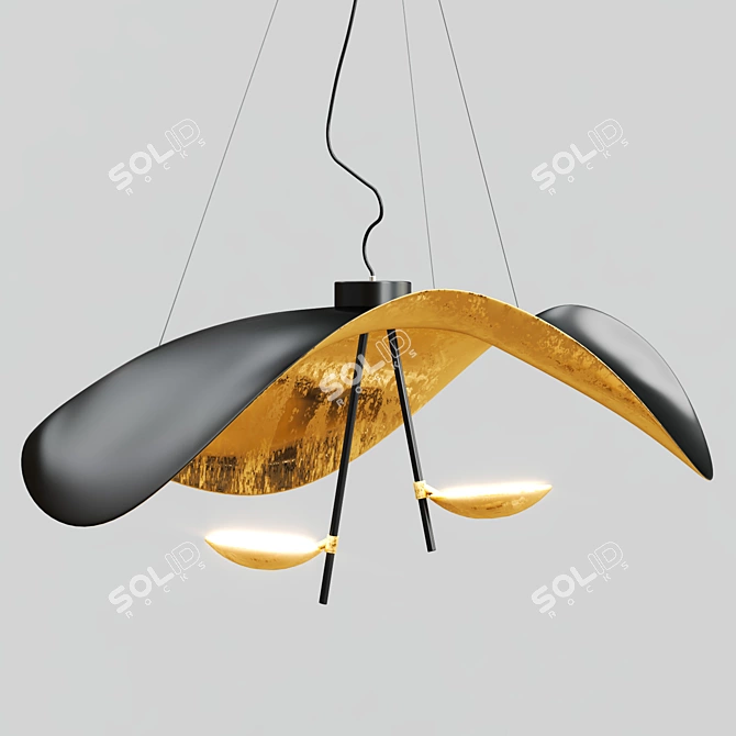 Sleek Metal Pendant Lighting Fixture 3D model image 2