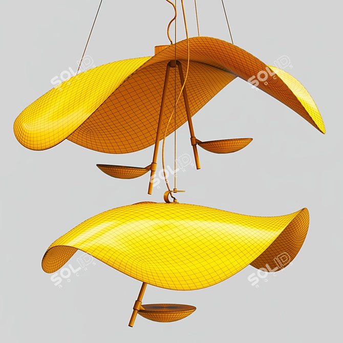 Sleek Metal Pendant Lighting Fixture 3D model image 4