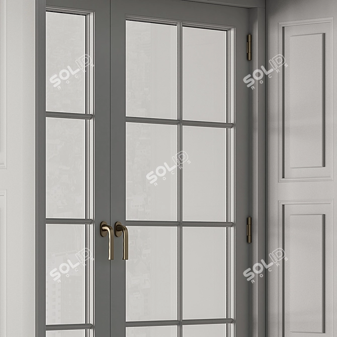 Vintage White Window Set 16 3D model image 3