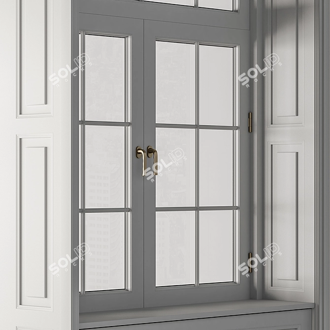 Vintage White Window Set 16 3D model image 4