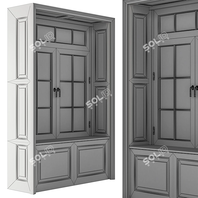 Vintage White Window Set 16 3D model image 5