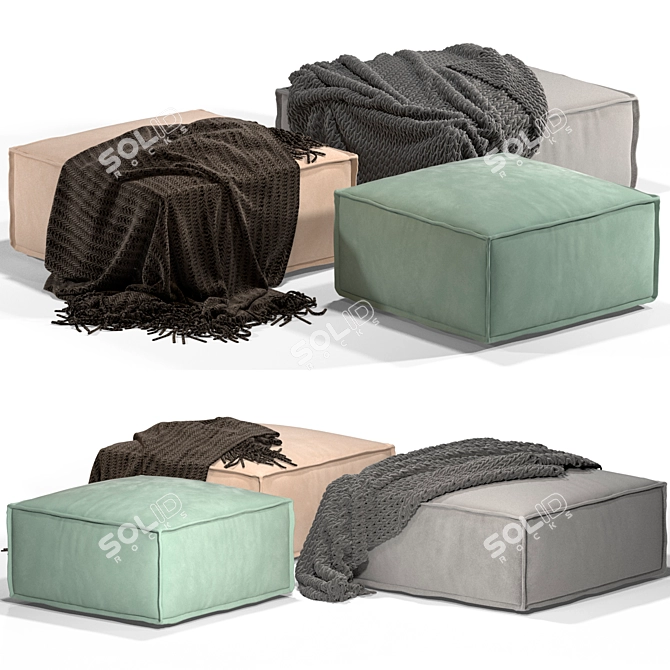 Vento Modular Poufs with Blanket 3D model image 1