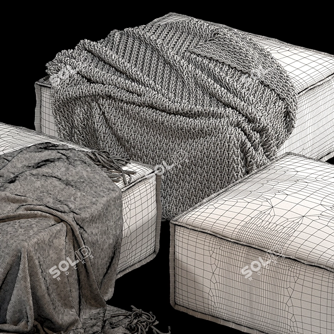 Vento Modular Poufs with Blanket 3D model image 5