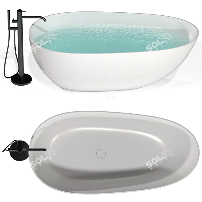 Abber AB9211 Freestanding Acrylic Bathtub 3D model image 2