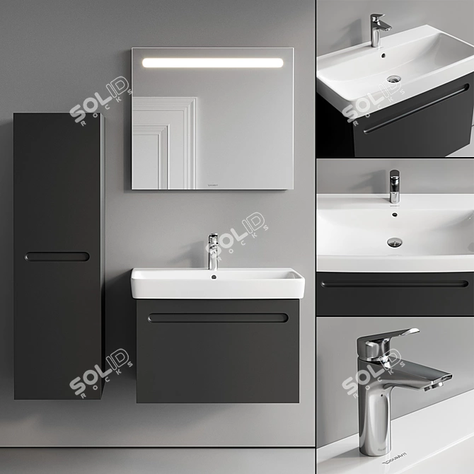 - Modern No.1 Bathroom Furniture Set 3D model image 1