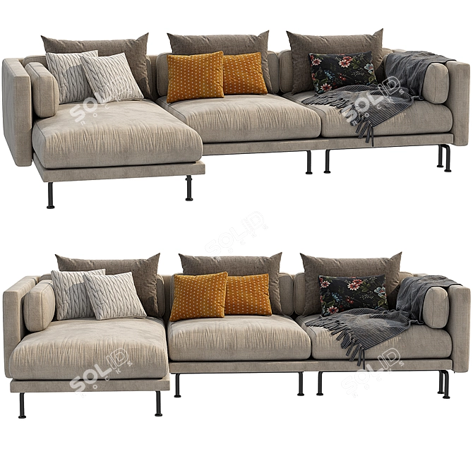 Elegant Moroso Chaise Longue Sofa 3D model image 1