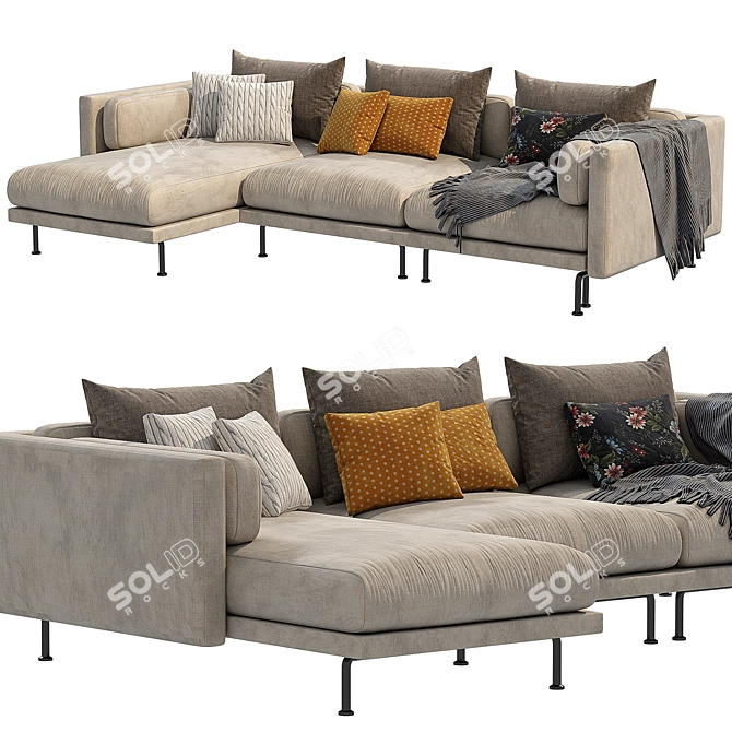 Elegant Moroso Chaise Longue Sofa 3D model image 2