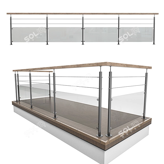 Title: Glass-Cable Combo Railing 3D model image 1