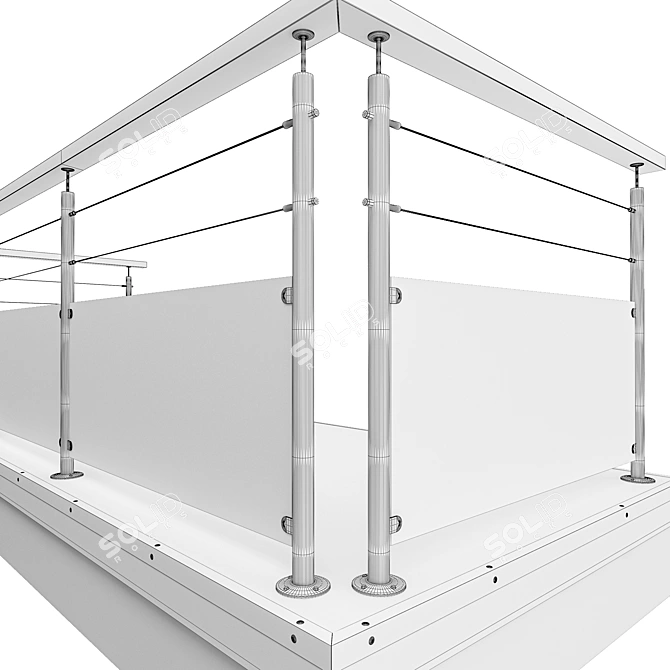 Title: Glass-Cable Combo Railing 3D model image 2