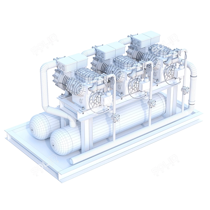 Industrial Refrigeration Unit Compressor 3D model image 2