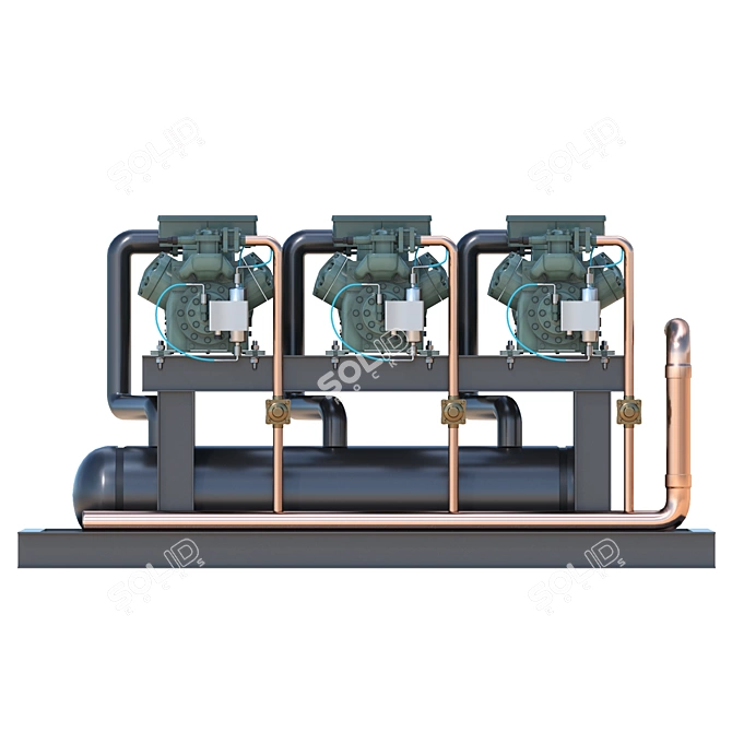 Industrial Refrigeration Unit Compressor 3D model image 3