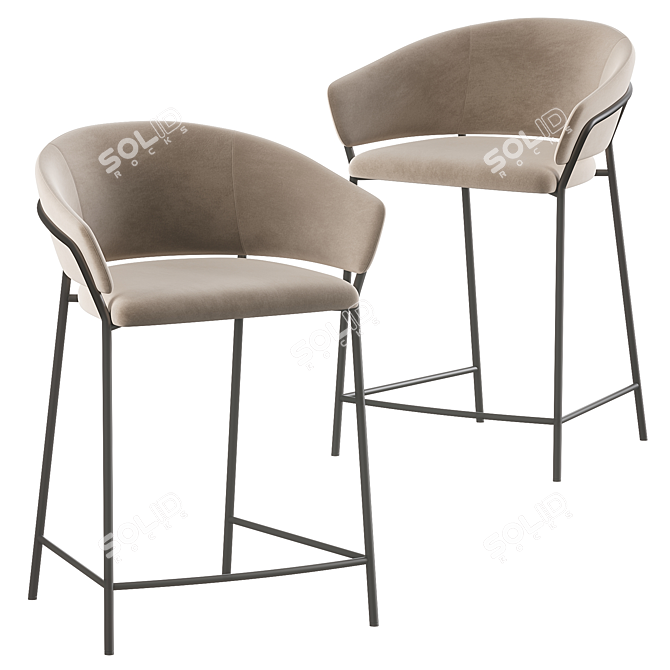 Sleek Pedrali Jazz Barstool Design 3D model image 2