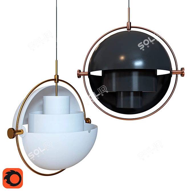 Varia Pendant Light White Black 3D model image 4