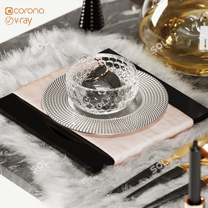 Luxury Fur Dining Table Placemat 3D model image 2