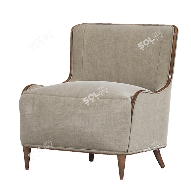 Elegant Walnut Framed Lounge Chair 3D model image 1