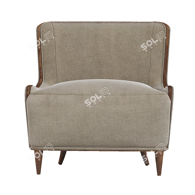Elegant Walnut Framed Lounge Chair 3D model image 2