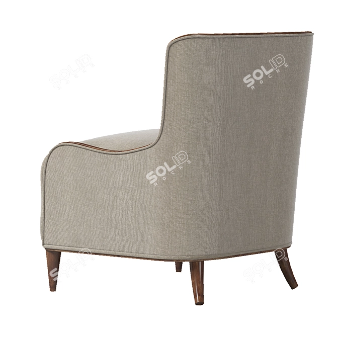 Elegant Walnut Framed Lounge Chair 3D model image 3