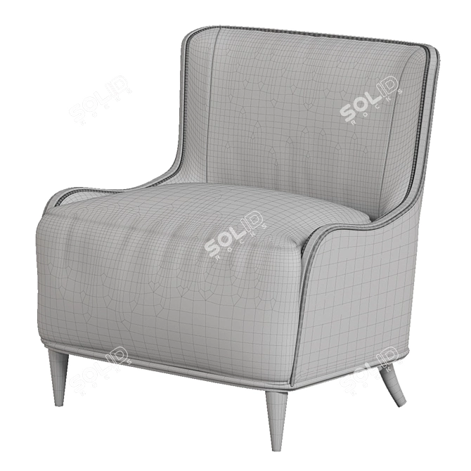 Elegant Walnut Framed Lounge Chair 3D model image 4