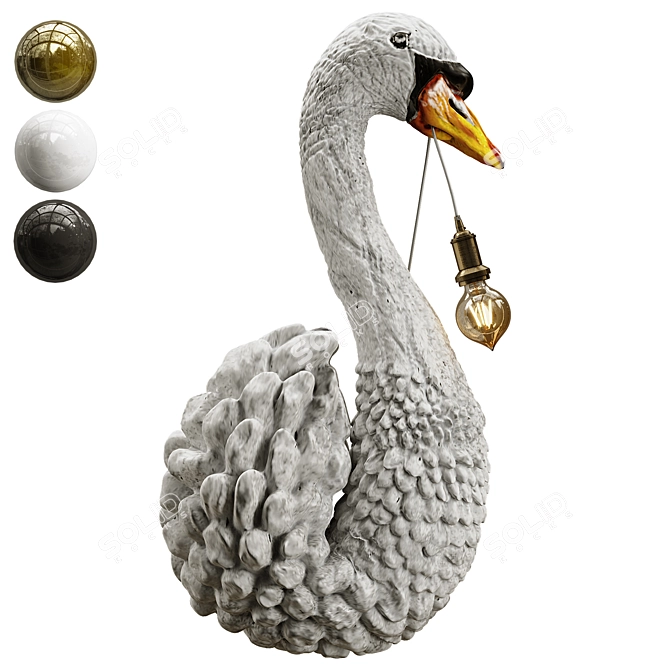 Elegant Swan Sculpture Wall Light 3D model image 1