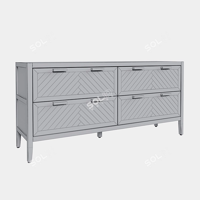 Solid Pine 4-Drawer Chest NOTTINGHAM 3D model image 4