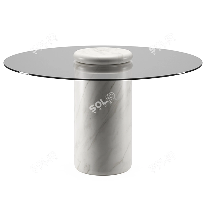 Modern Round Dining Table 1300mm 3D model image 2