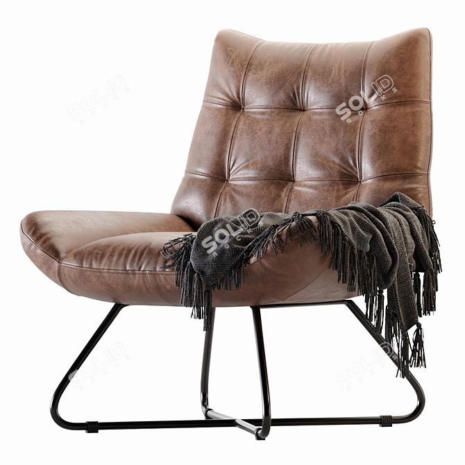 Modern Brown Leather Lounge Chair 3D model image 1
