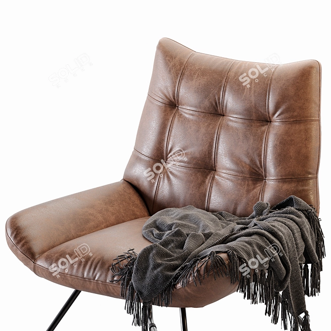 Modern Brown Leather Lounge Chair 3D model image 3