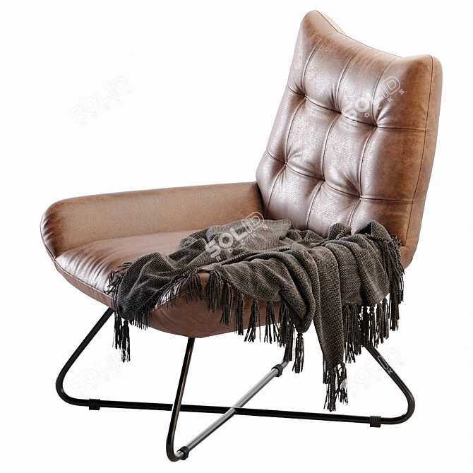 Modern Brown Leather Lounge Chair 3D model image 5