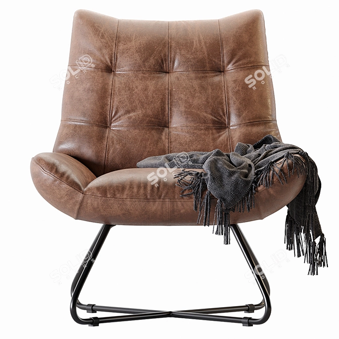 Modern Brown Leather Lounge Chair 3D model image 6